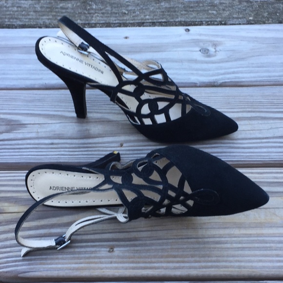 Adrienne Vittadini Shoes - Adrienne Vittadini Black Genuine Suede Slingbacks